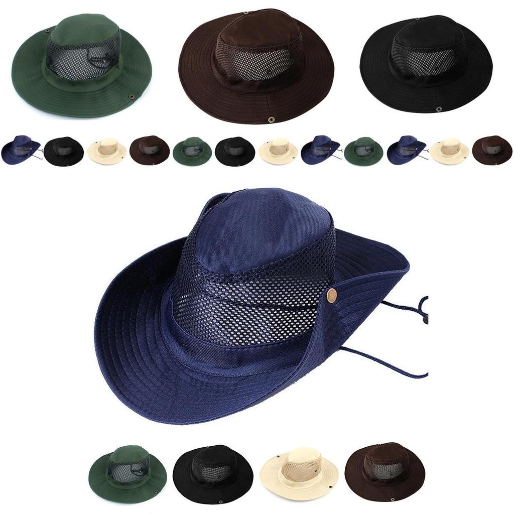 Breathable Outdoor Men Folding Adjustable Mesh Sun Protection Hat Bucket