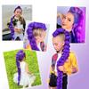 RUMI COS Purple Hair Braids Pony-tail Synthetic Braids Hairstyle Long Ponytail with Clips for Kids Girls Halloween Christmas