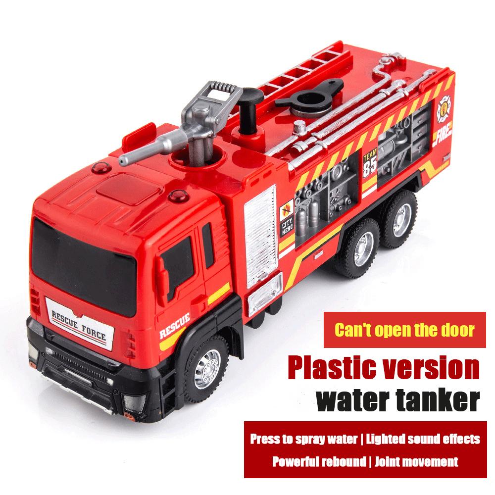 1:50 Fire Truck Alloy Diecast Simulation Sprinkler Toy with Light Music Water Spray Rescue Car Children's Toy Firefighter Truck