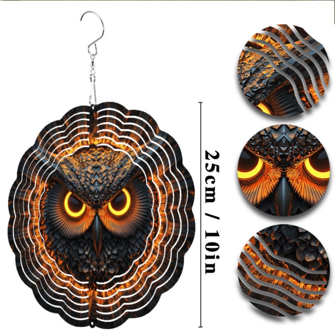 

Богемский металлический колокольчик ветра с ярким дизайном совы - Двусторонний, вращающийся на 360° крючок для легкого подвешивания, идеально подходит для балконов 01A