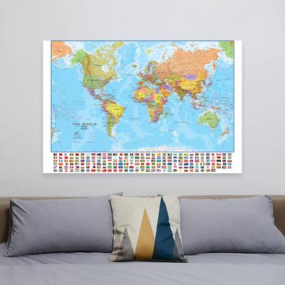 La mappa del mondo in inglese, poster da parete in tessuto non tessuto, decorazione da appendere per ufficio, casa, scuola, viaggi