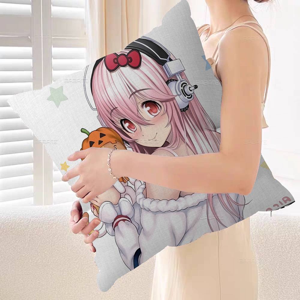 Cartoon Virtual Singer Super Sonico Pillow Gift Home Office Decoration Bedroom Sofa Car Cushion Cover case x