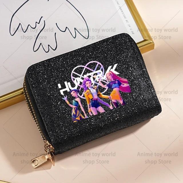 Kpop Dämonenjäger Geldbörse Damen Pailletten Glitzernde Münzbörse Modische Kleine Clutch Kartenhalter für Damen