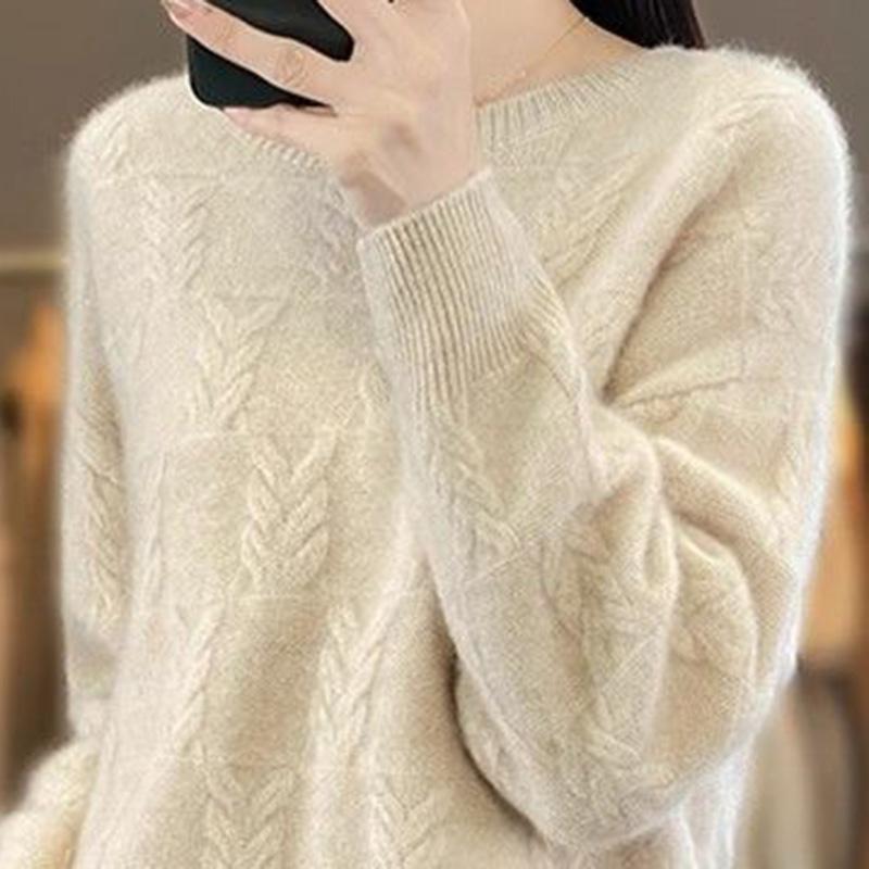Sweater for Women Autumn Winter Thickened Pullover Warm Knitted Stretchy Long Sleeve Oversize Jumper Tops