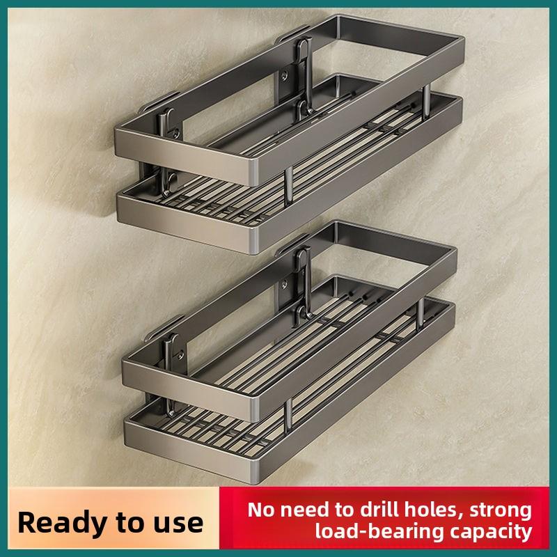 Gun Ash Badezimmerregal, Badezimmer-Aufbewahrungsregal, Bohrloses wandmontiertes Waschbecken-Aufbewahrungsregal