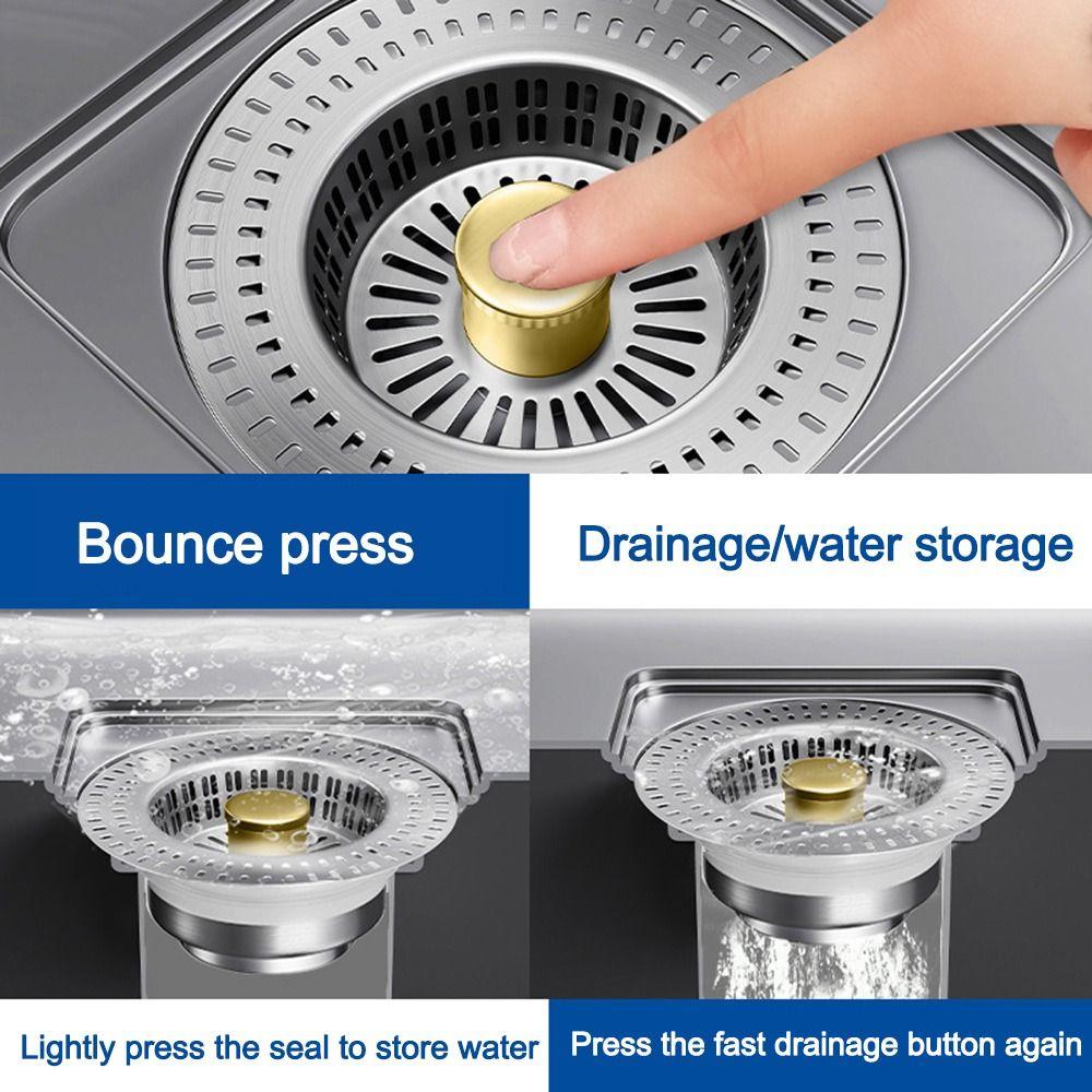 Pop-Up Sink Leak Stopper Stainless Steel Bounce Core Drainer Practical Food Catcher Strainer