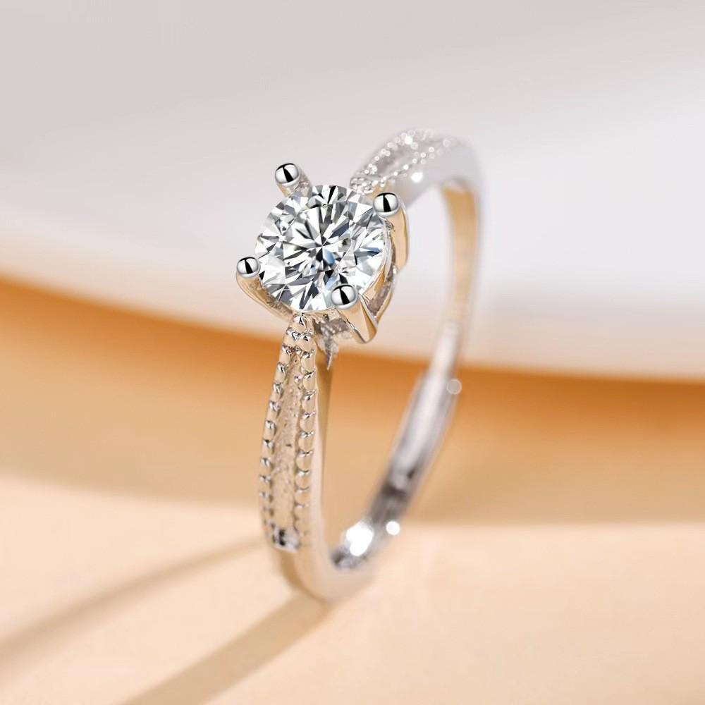 TikTok Influencer Inspired Moissanite Six-Prong Wedding Ring for Women - One Carat Jewelry