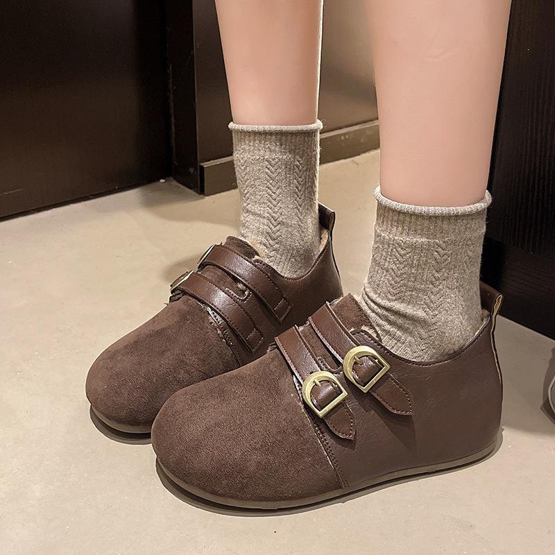 Belt buckle cotton shoes new inner height increase soft sole retro casual shoes women's winter fashion Mary Jane versatile plus