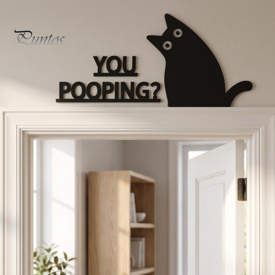 Holiday Door Accents Nosy Black Cat Topper Decor, Halloween Corner Acrylic Home Decor Top Figurine for Bathroom Bedroom Gift Lovers Mysterious