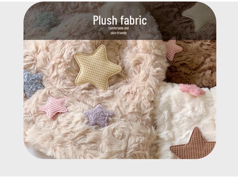 New Arrival: Women's White Star Plush Fisherman Hat - Japanese Style Winter Accessory