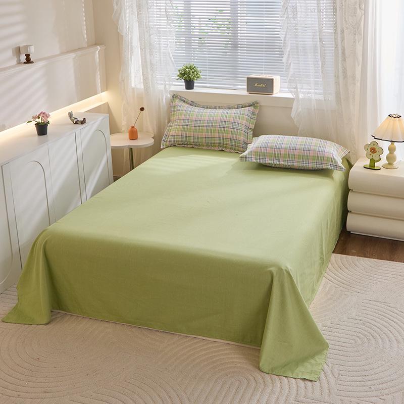 Simple Cotton Bed Sheet for Double Bed - Suitable for Summer & Student Dormitory, 40 Count, All Seasons