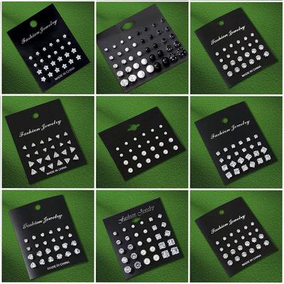 Zircon Pearl Stud Earrings 12 Pairs Combination Set Affordable Earrings Simple Fashion Unisex Earrings