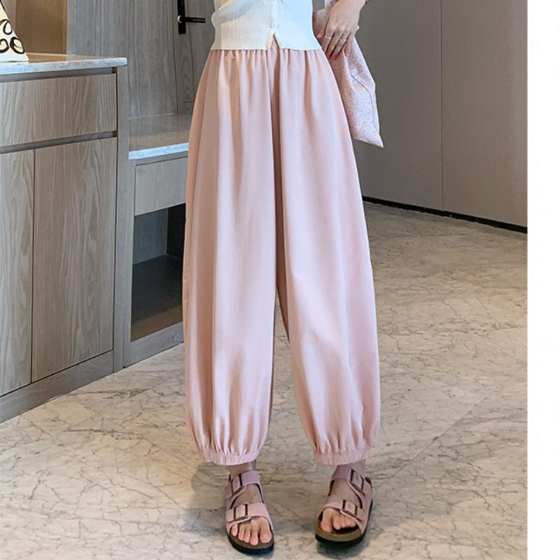 Satin Cool Bloomers for Women In Summer New Slim Loose Casual Pants High Waist Tying Trousers