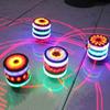 Children LED Light-up Music Wood-Like Peg-top Hand Spinner Plastic Flash Gyro Toy Gift for Kids