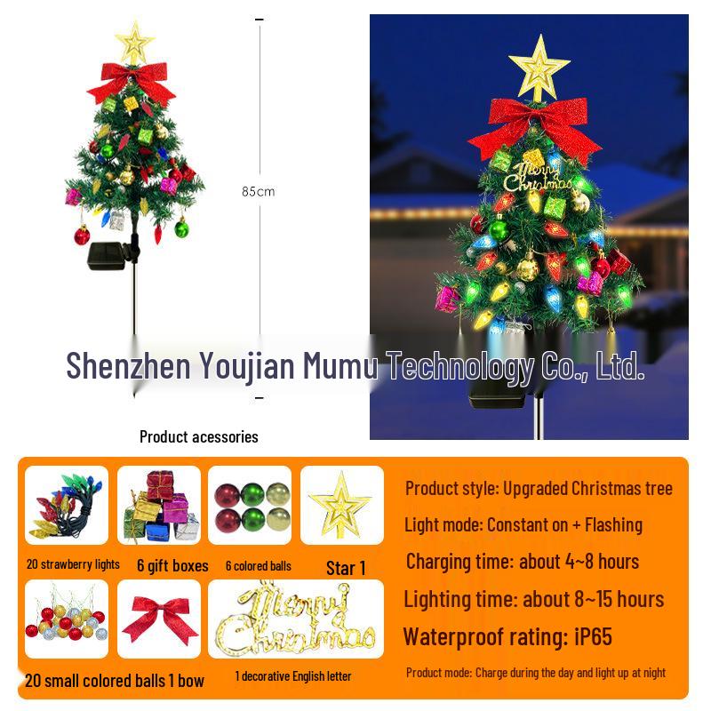 Luci Solari da Esterno per Albero di Natale - Decorazioni Natalizie Impermeabili per Giardino, Prato e Cortile