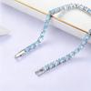 Bracciale in Argento Sterling 925 con Topazio Azzurro Naturale per Donna Gioielli Moda Lusso Leggero Elegante Regalo per Anniversario Compleanno