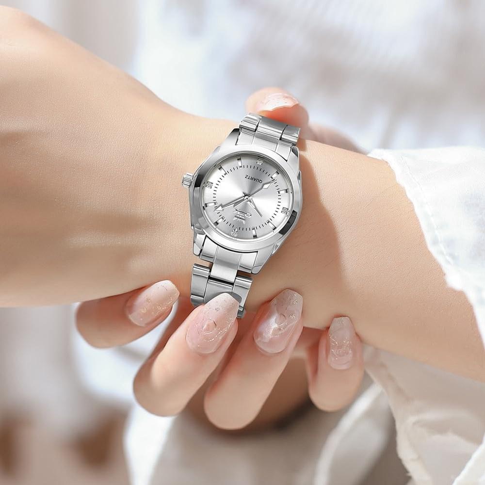 OPK Ladies Quartz Wristwatch Stainless Steel Band 30M Water Resistant Diamond Dial Luminous Classic Business Women's Stylish Gift