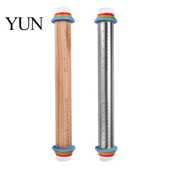 Safe Food Grade Tool for Pastries Rolling Pin with Thickness Rings, Ergonomic Measurement Markings Kitchen Tool, Sturdy Baker Accessories Home