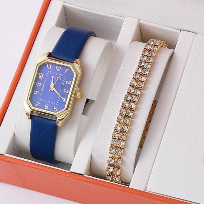 New Square Roman Watch Gem Bracelet Set Square Belt Square Gem Bracelet Set Watch