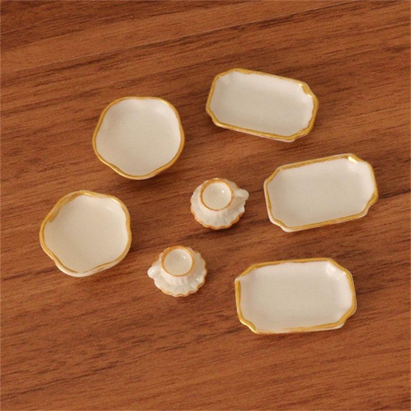 1 sett 1:12 Dukkehus Miniatyr Middagstallerken Kaffekopp Brett Skål Retter Kjøkken Borddekking Modell Dekor Leke Dukkehus Tilbehør