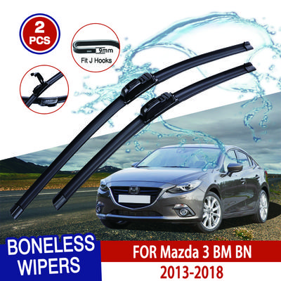 For Mazda 3 BM BN 2013-2018 Car Windshield Wiper U-type Soft Rubber Frameless Bracketless Car Wipers 24"+18"