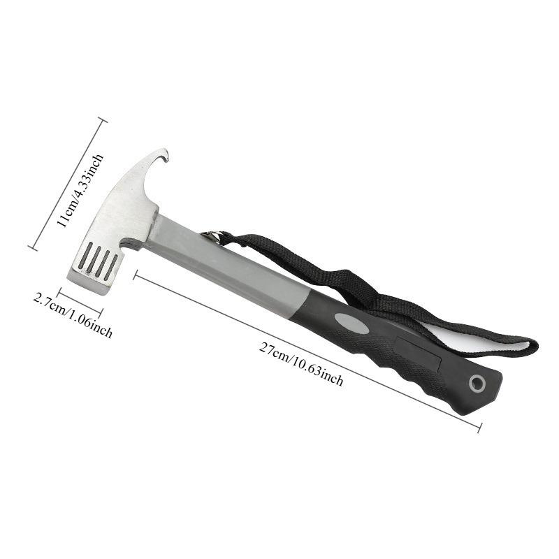 High Carbon Steel Multi-Functional Hammer, Non-Slip, Anti-Shock, with Fiberglass Plastic Coated Handle, for Camping, Gardening