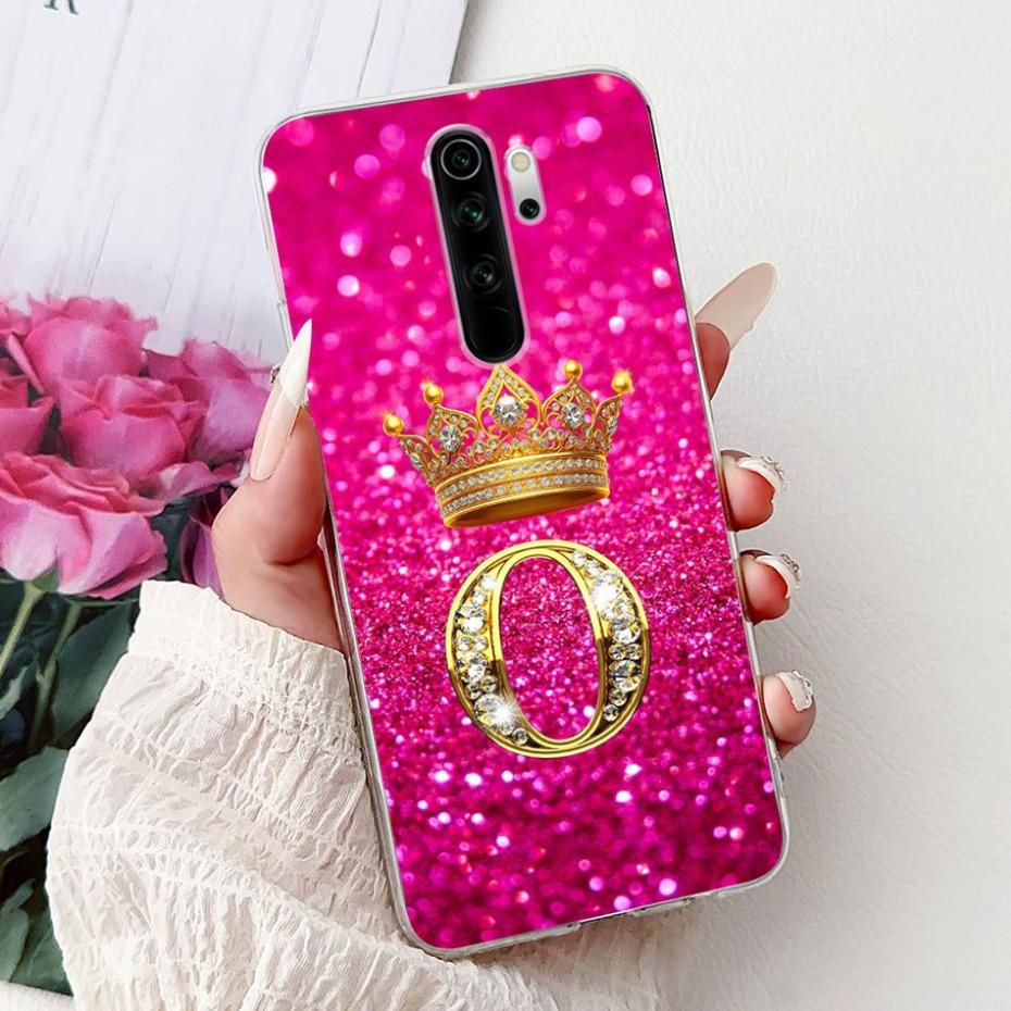 Fashion Crown Initial Letter Case For Xiaomi Redmi Note 8 Pro Note8 8T Soft Silicone TPU Cover For Redmi Note 8 8Pro Phone Cases