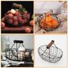 2Pcs Small Metal Basket for Kitchen Use Rustic Iron Wire Storage Basket with Handle Fruit Vegetable Organizer Bread Snack Holder