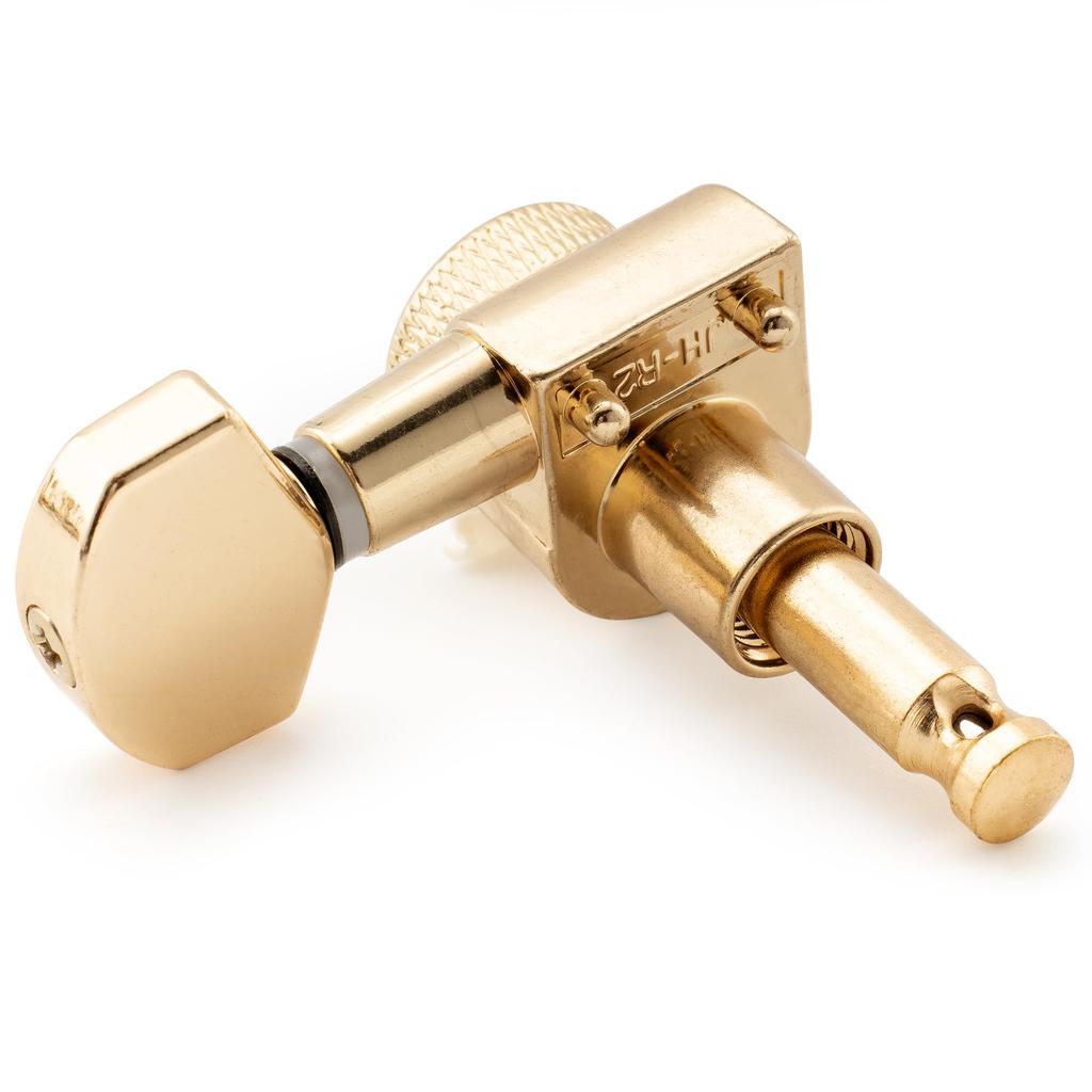 Musiclily Pro 6-in-line 2-pin Locking Guitar Tuners, Square SQ, for Stratocaster/Telecaster Electric Guitars, Gold Finish.