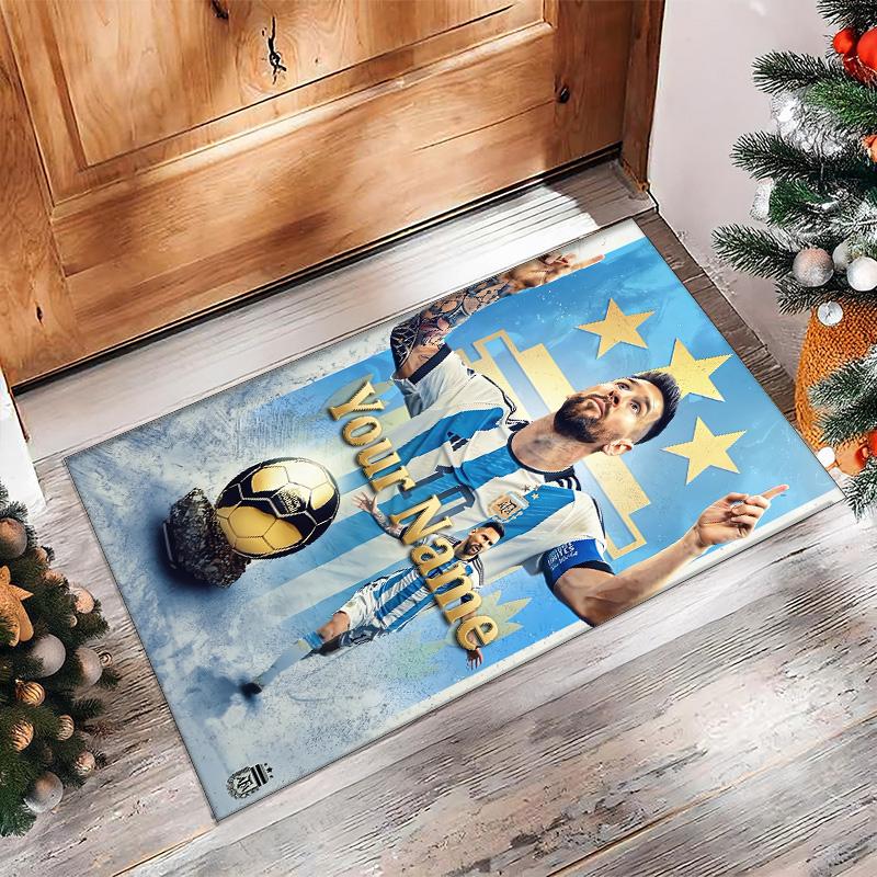 Tappeto in Cristallo Vellutato Stampato Lionel Messi Tappeto Antiscivolo in Cristallo Vellutato Per Divano Camera da Letto Decorazione Interna della Casa
