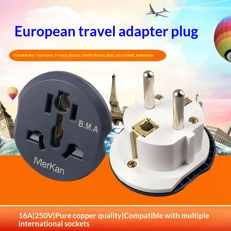 Easy To Carry Universal EU Travel Adapter 16A UK US AU To EU AC Power Plug Converter for Outdoor Travel