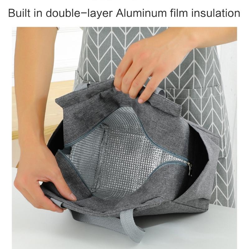 Multifunctional Mother Meal Prep Bag Spacious Baby Food Storage Purse Zippered Insulated Lunch Box with Side Pockets