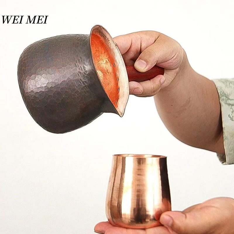 Vintage Pure Copper Coffee Mug,Thickened Outdoor 300 Ml Juice Breakfast Cup, Handcrafted Home Use Drinking Tea Cup Tableware