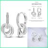 925 Sterling Silver Cubic Zircon Earrings Double  For Women Heart Star Moon Earrings Elegant Birthday Jewelry Gifts