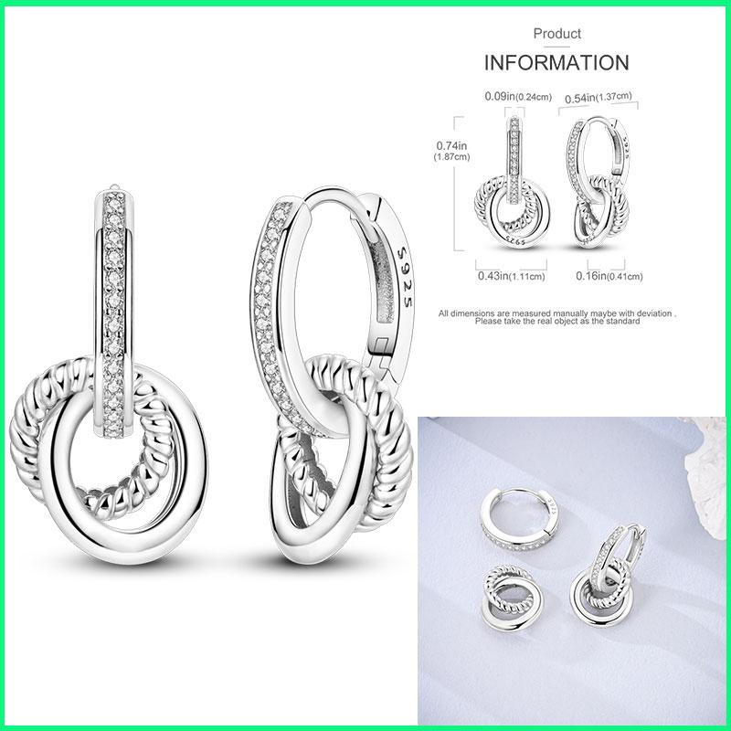 925 Sterling Silver Cubic Zircon Earrings Double  For Women Heart Star Moon Earrings Elegant Birthday Jewelry Gifts