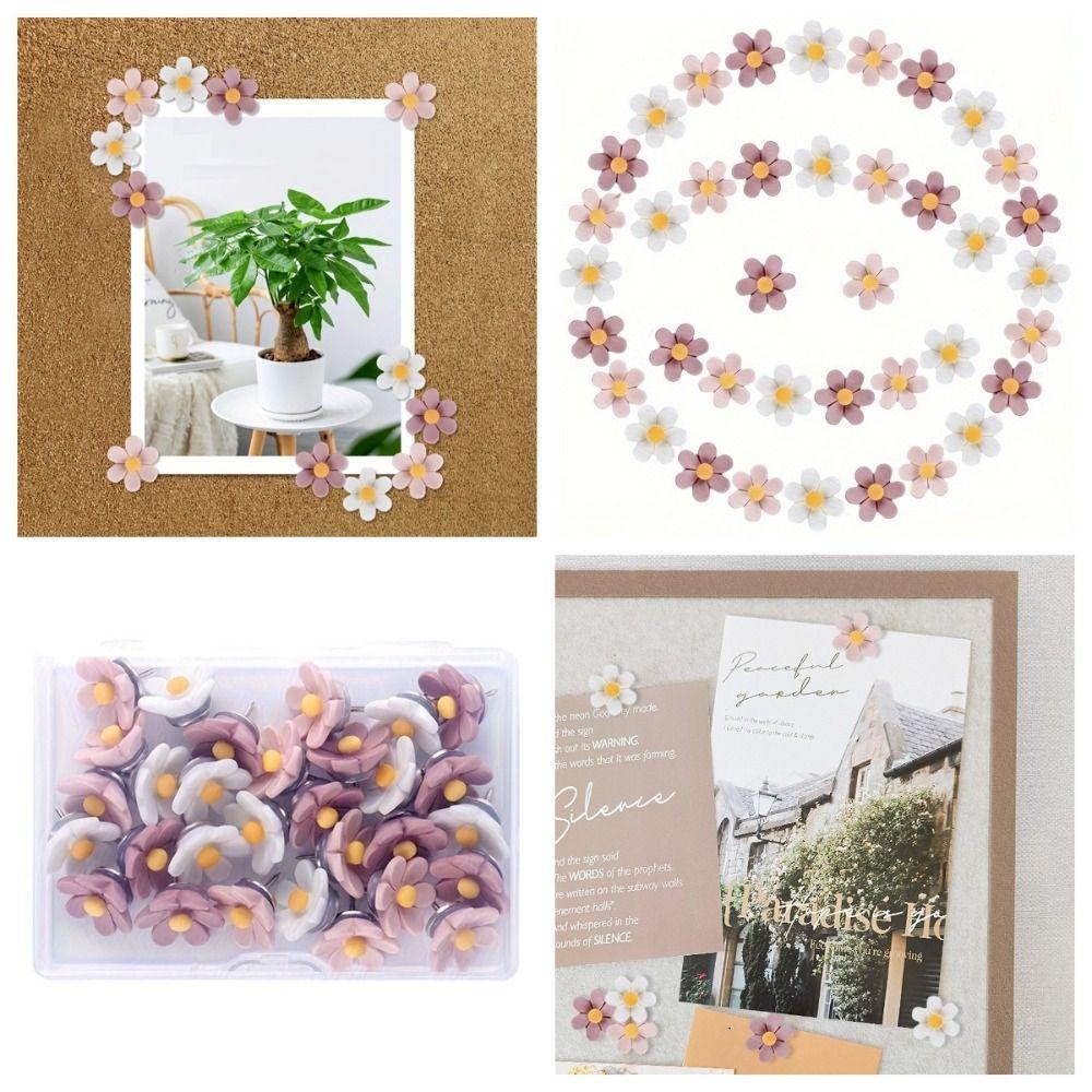 20/30/50Pcs Photo Wall Decor Six-Petal Flower Pushpins Creative Thumb Tacks  School
