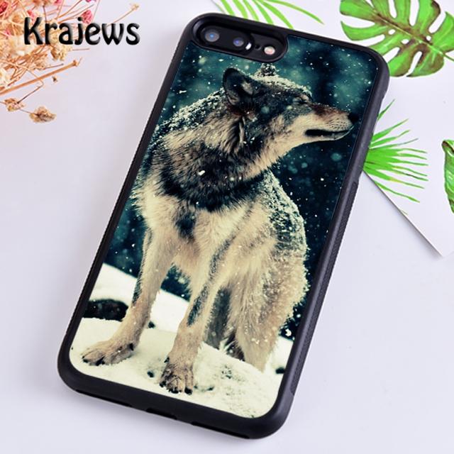Krajews Snow Wolf Howlf Animal Phone Case Cover For iPhone 17 Air 16 15 14 Plus 12 13 Pro Max Coque Fundas