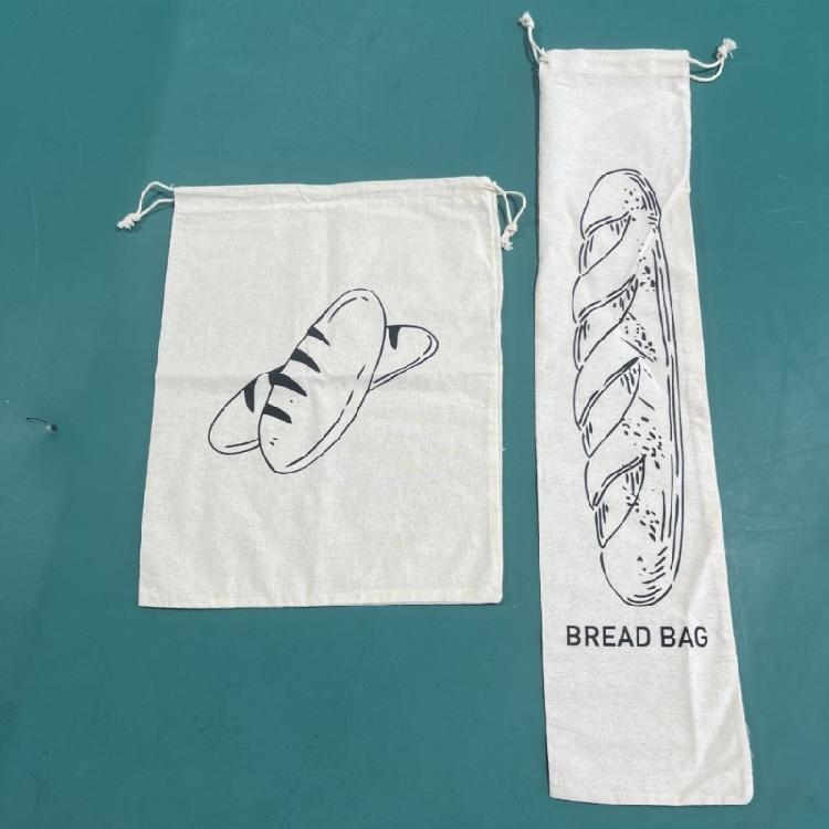 Sustainable Packaging Pouch Functional Linen Drawstring Bag for Bread and Fruits