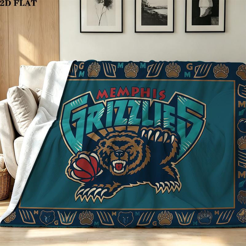 Vintage Vancouver Grizzlies Print Flannel Blanket High Quality Warm Comfortable Cover for All Seasons Perfect for Gifts Home Decor
