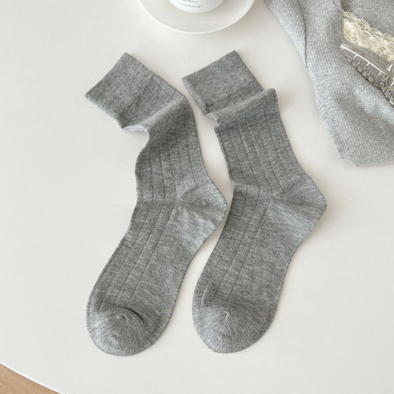 Solid Color Socks Women Bamboo Fiber Thin Breathable Summer Elastic Long Socks Korean Fashion Streetwear Black White Gray Socks