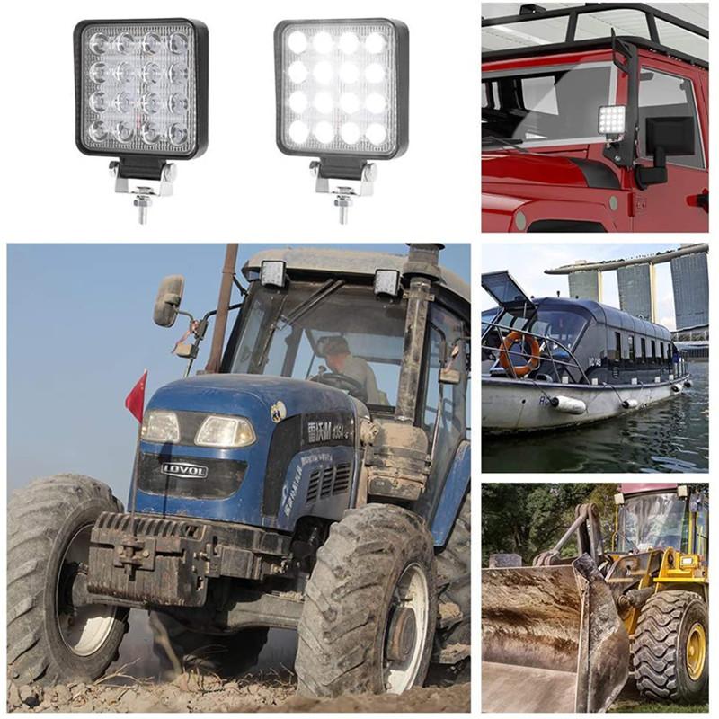 Factory 48W Square LED Work Light Flood Spot Lamp Work Light for Offroad Truck Tractor Boat Bar 12V 24V
