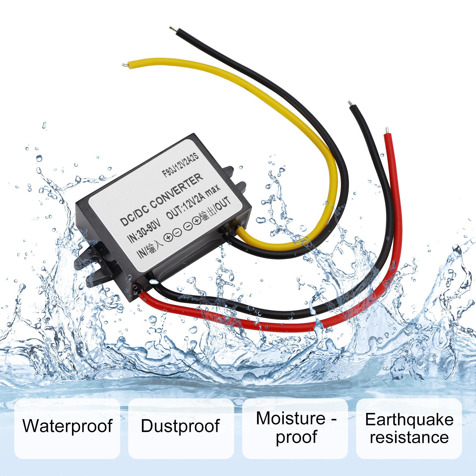 

WaterProof 30-90V to 12V 2A 24W Step Down DC/DC Power Converter Regulator