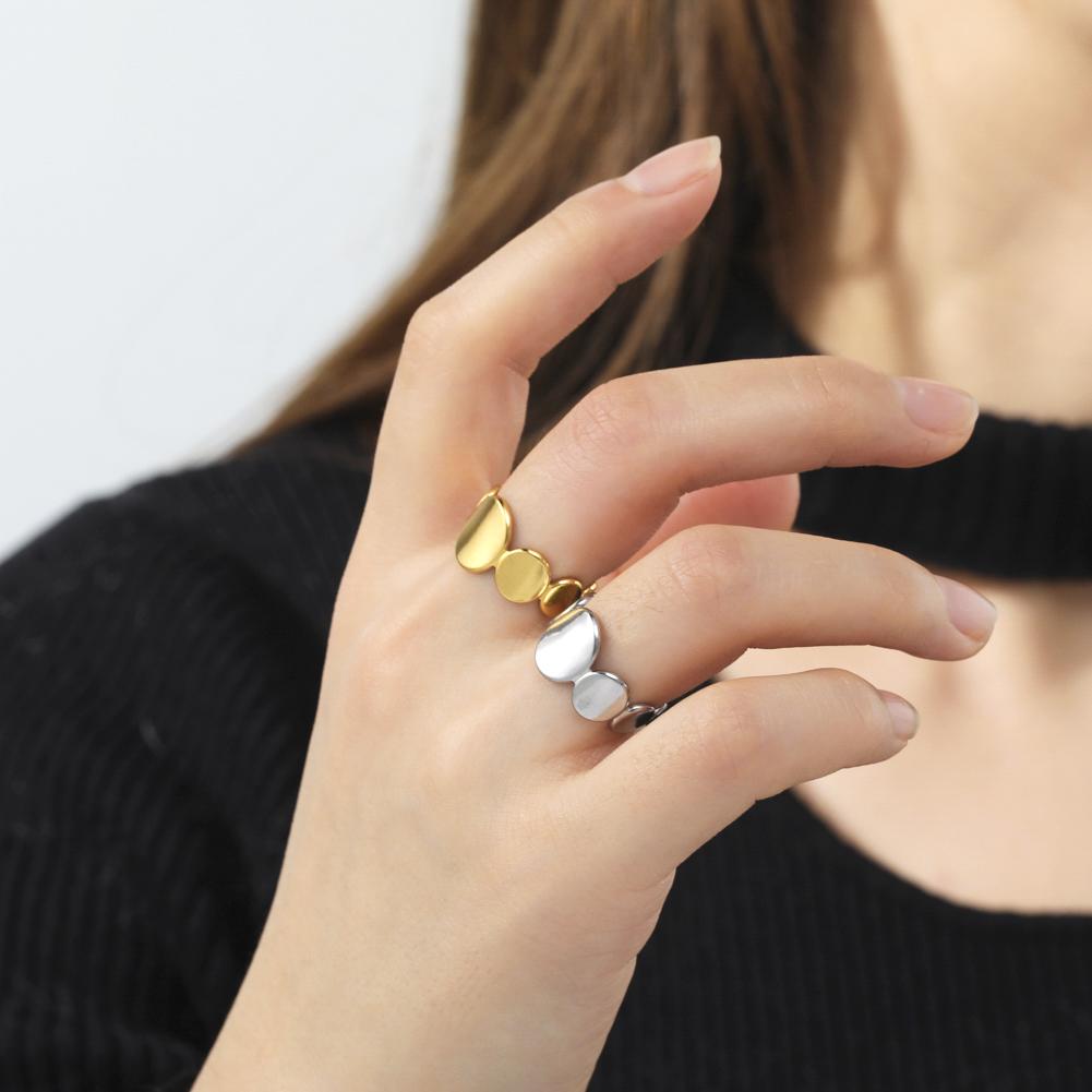 Cazador Open Geometric Round Circle Rings for Women Minimalism Stainless Steel Rings Gold Color Adjustable Wedding Jewelry Gift