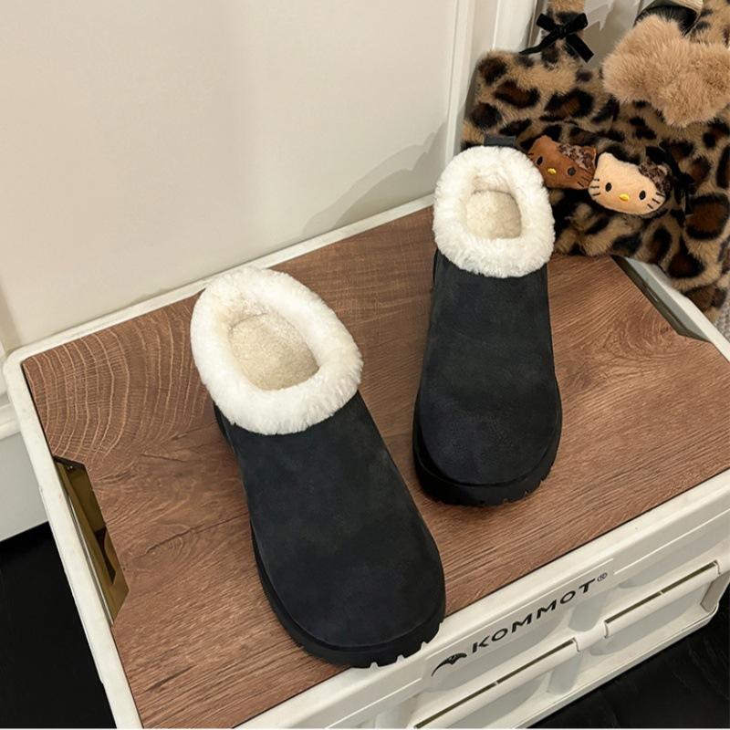 2025 new velvet warm cotton shoes casual wear soft sole one pedal lazy bag head slippers fluffy shoes