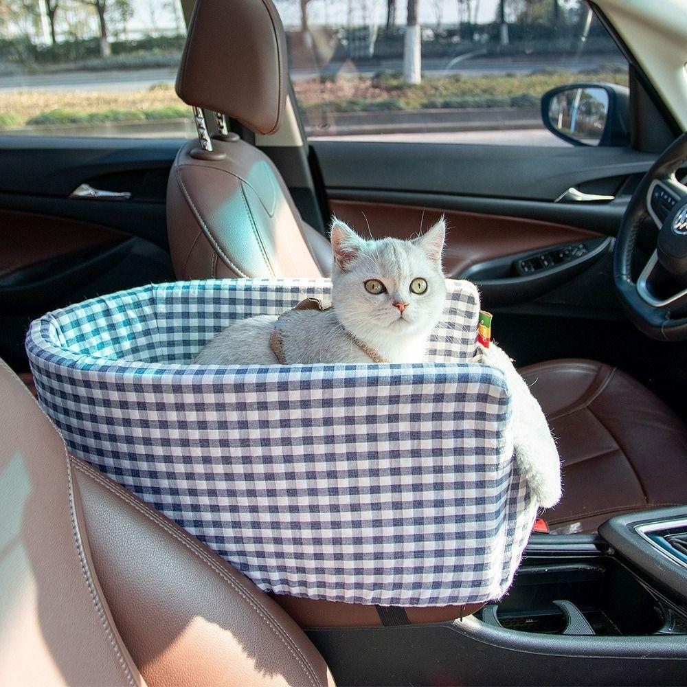 Square Pet Car Safety Seat Checkered Design Car Pet Seat Cushion Dog Car Seat  Car Transport