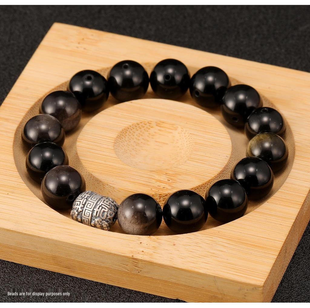 S999 Sterling Silver Wealth & Peace Barrel Spacer Beads for DIY Braiding Rope Silver Accessories