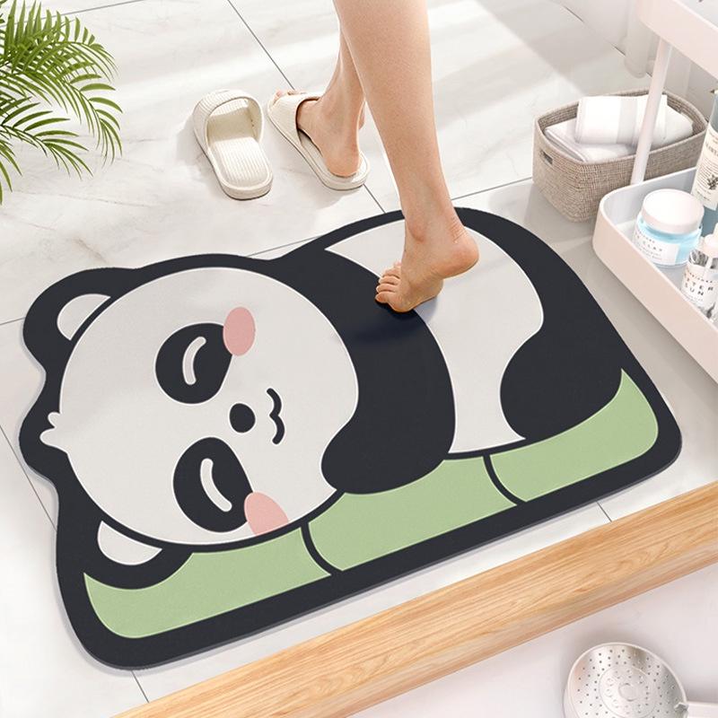 Cute Diatom Super Absorbent Bathroom Mat CartoonNon-Slip Mud Toilet Pad Quick-Drying Bath Mat Floor Mat