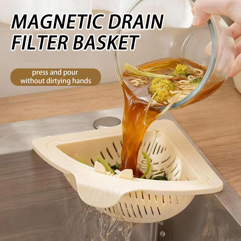Corner Sink Strainer Basket Silicone Auto Dump Kitchen Storage Rack Sink Drain Strainer Basket For Trash Food Waste Leftovers