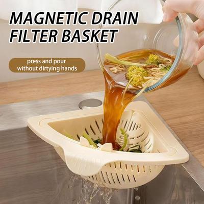 Corner Sink Strainer Basket Silicone Auto Dump Kitchen Storage Rack Sink Drain Strainer Basket For Trash Food Waste Leftovers