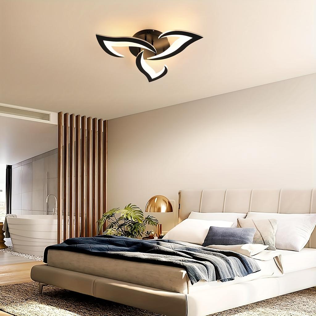 Elegant Leaf-Shaped Metal Ceiling Light with Acrylic Shade – Semi-Flush Mount